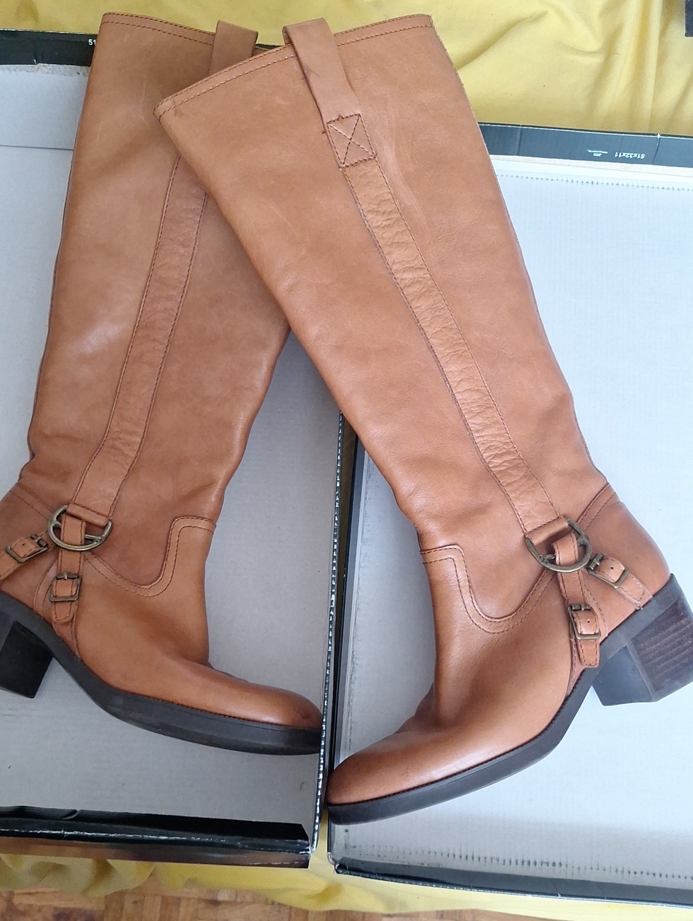 Ralph Lauren Tall Tan Leather Over-the-Knee Riding Boots